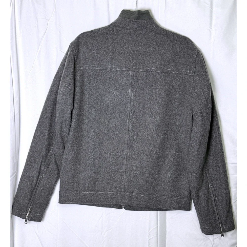 Express Mens Gray Wool Blend Full Zip Mock Neck‎ Jacket Coat Medium RN55285